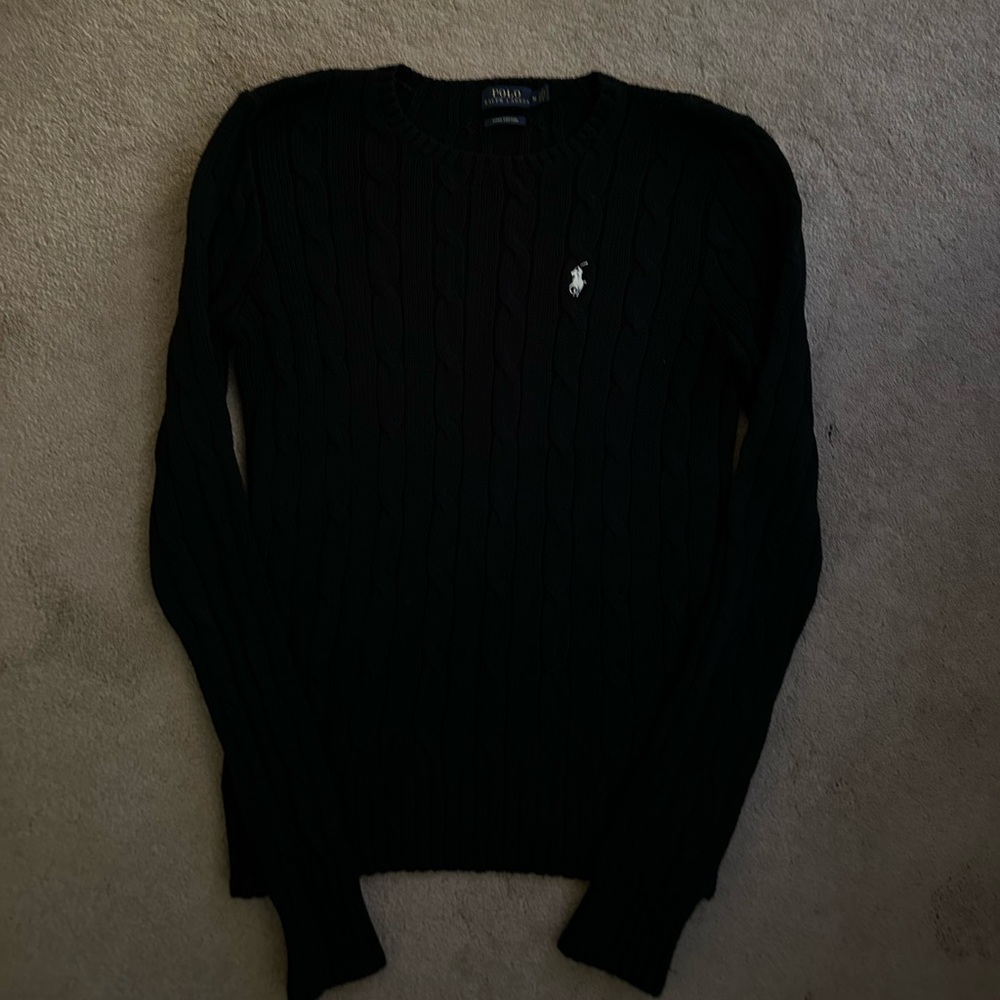 Women’s Ralph Lauren Crewneck sweater NWOT size medium  black sweater white logo